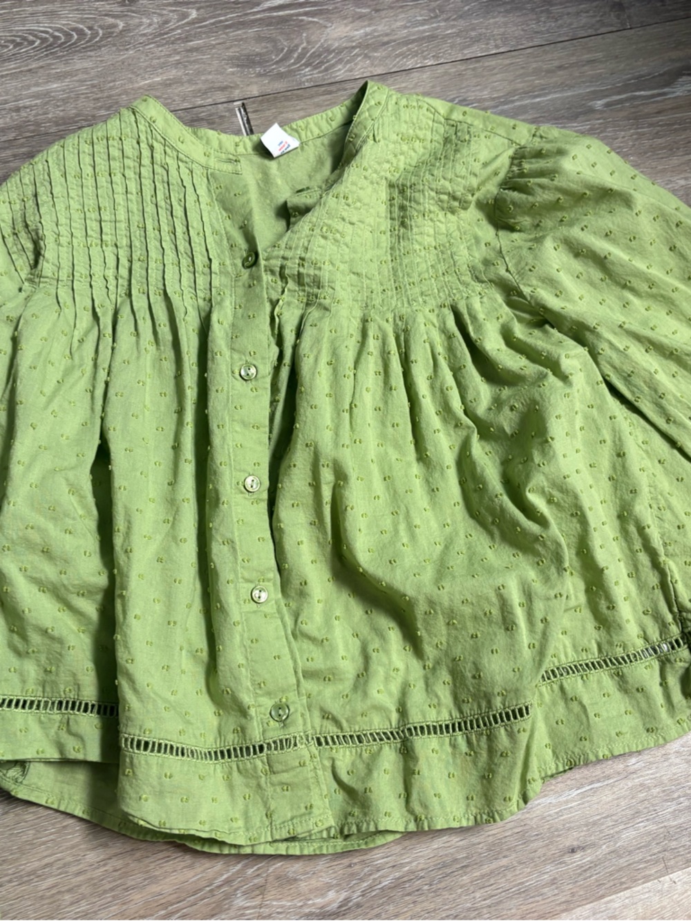 Old Navy Light Green Eyelet Button-Front Top